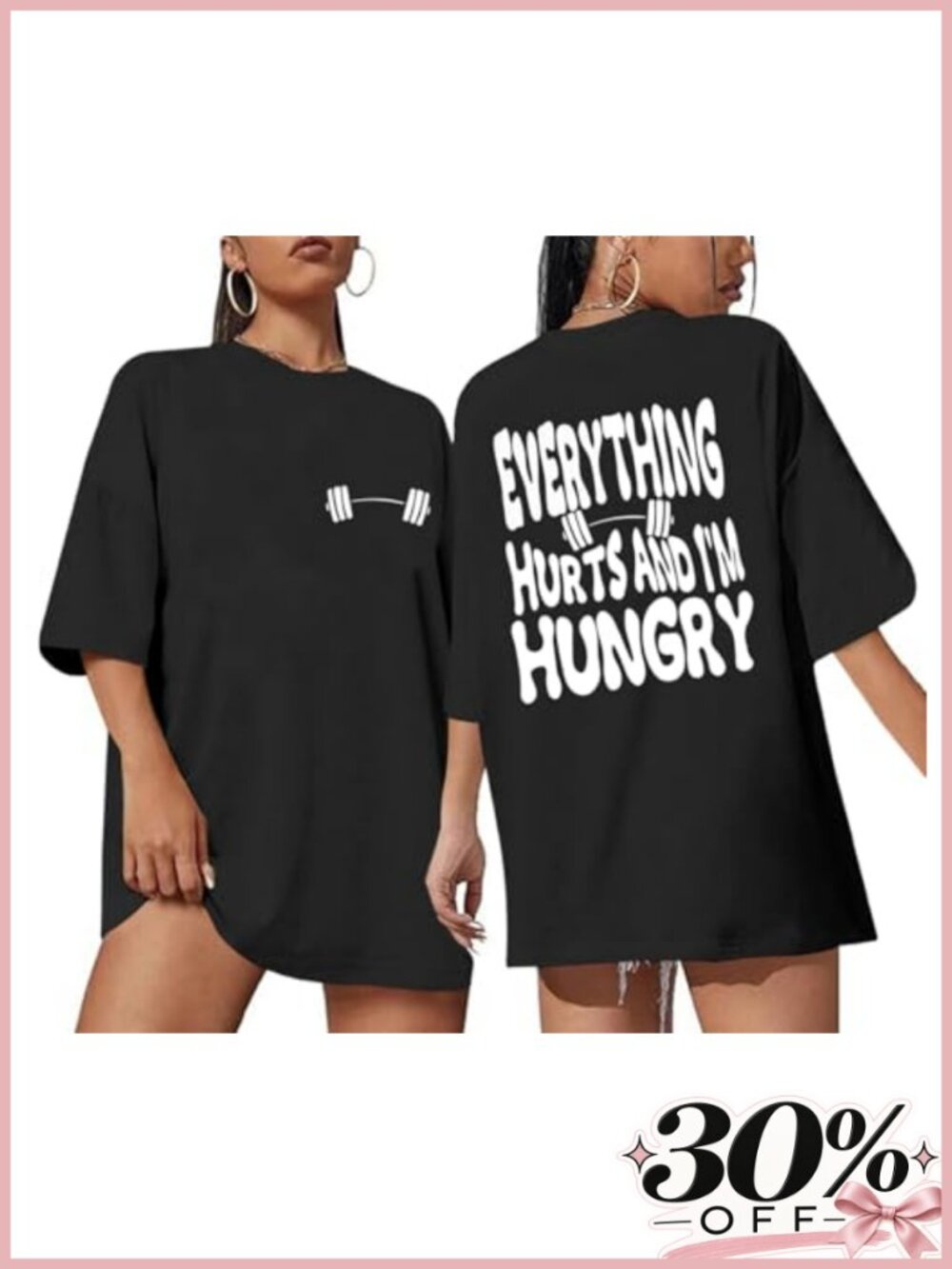 Oversized Workout T-Shirt Funny Gym Tee for Women Cotton Spandex Crew Neck